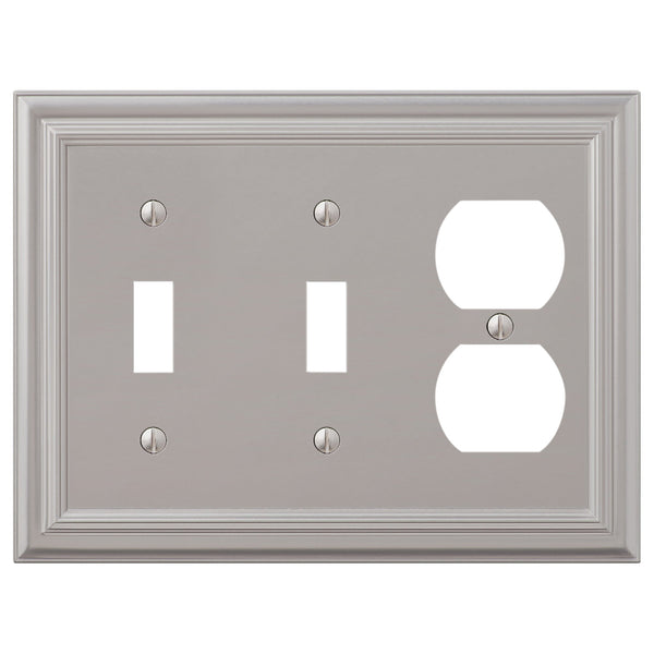 Continental Satin Nickel Cast - 2 Toggle / 1 Duplex Wallplate - Wallplate Warehouse 94TTDN - B 070686020708 2 Toggle / 1 Duplex