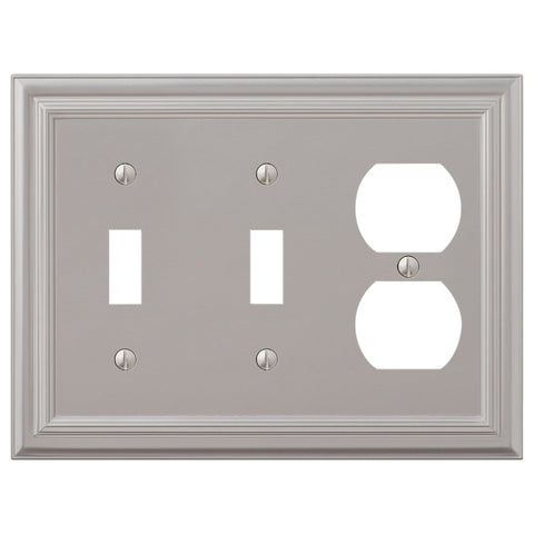 Continental Satin Nickel Cast - 2 Toggle / 1 Duplex Wallplate - Wallplate Warehouse 94TTDN - B 070686020708 2 Toggle / 1 Duplex