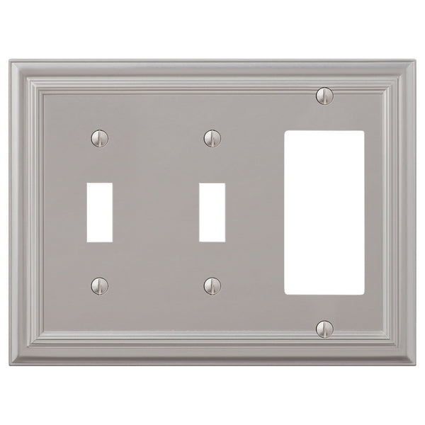 Continental Satin Nickel Cast - 2 Toggle / 1 Rocker Wallplate - Wallplate Warehouse 94TTRN - B 070686020715 2 Toggle / 1 Rocker