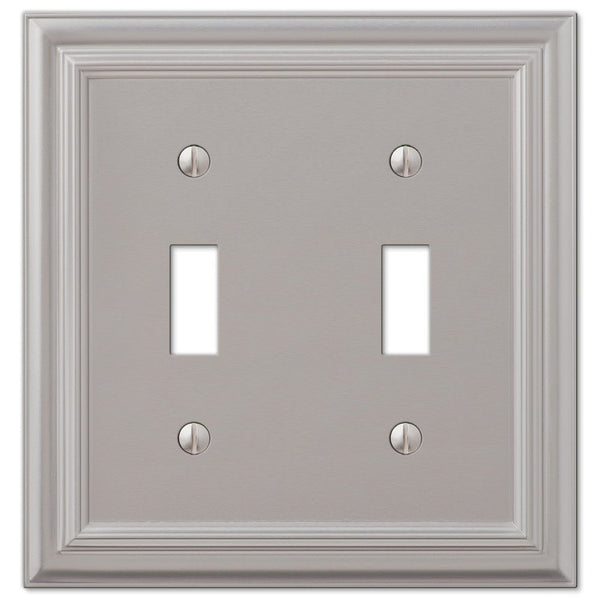 Continental Satin Nickel Cast - 2 Toggle Wallplate - Wallplate Warehouse 94TTN 070686556788 2 Toggle