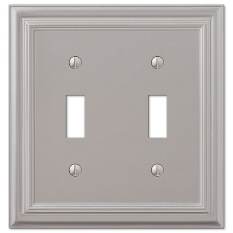 Continental Satin Nickel Cast - 2 Toggle Wallplate - Wallplate Warehouse 94TTN 070686556788 2 Toggle