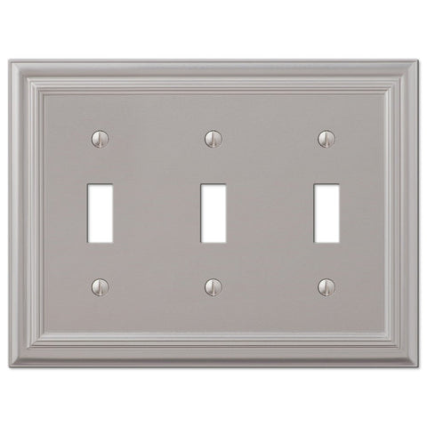 Continental Satin Nickel Cast - 3 Toggle Wallplate - Wallplate Warehouse 94TTTN 070686557280 3 Toggle