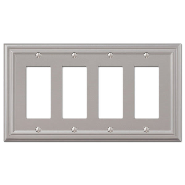 Continental Satin Nickel Cast - 4 Rocker Wallplate - Wallplate Warehouse 94R4N 070686557310 4 Rocker