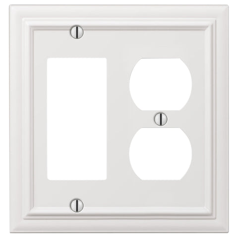 Continental White Cast - 1 Rocker / 1 Duplex Wallplate - Wallplate Warehouse 94RDW - B 070686020777 1 Rocker / 1 Duplex