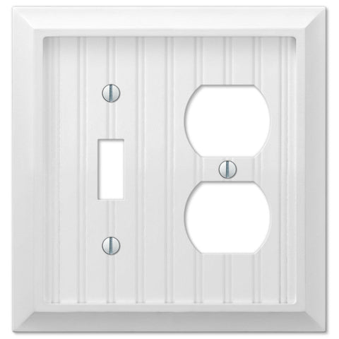 Cottage White Composite - 1 Toggle / 1 Duplex Wallplate - Wallplate Warehouse 269TDW 070686016206 1 Toggle / 1 Duplex