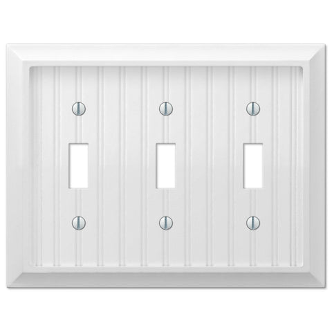 Cottage White Composite - 3 Toggle Wallplate - Wallplate Warehouse 269TTTW 070686016169 3 Toggle