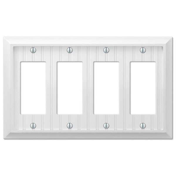 Cottage White Composite - 4 Rocker Wallplate - Wallplate Warehouse 269R4W 070686016244 4 Rocker