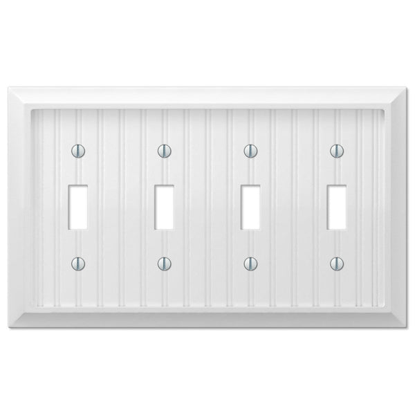 Cottage White Composite - 4 Toggle Wallplate - Wallplate Warehouse 269T4W 070686016176 4 Toggle