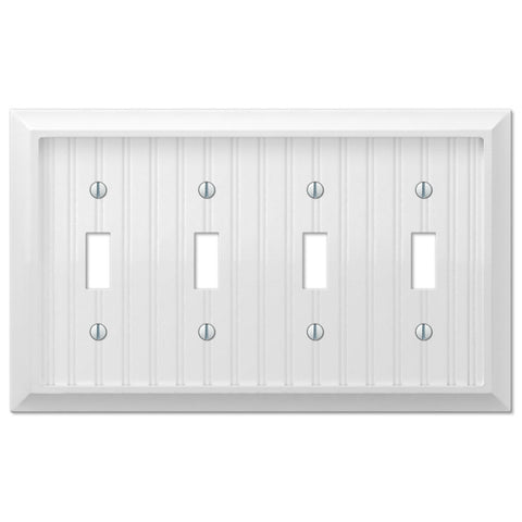 Cottage White Composite - 4 Toggle Wallplate - Wallplate Warehouse 269T4W 070686016176 4 Toggle