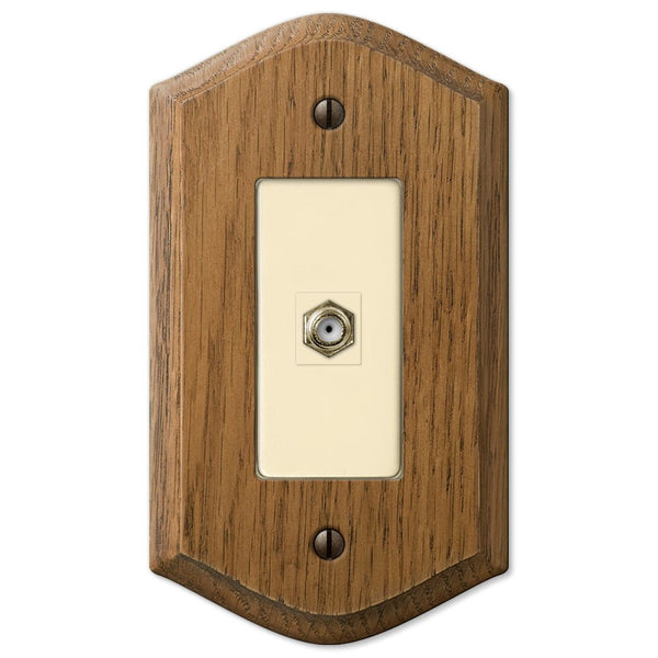 Country Medium Oak Wood - 1 Cable Jack Wallplate - Wallplate Warehouse 701CX 070686581315 Cable Jacks