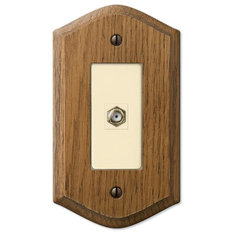 Country Medium Oak Wood - 1 Cable Jack Wallplate - Wallplate Warehouse 701CX 070686581315 Cable Jacks