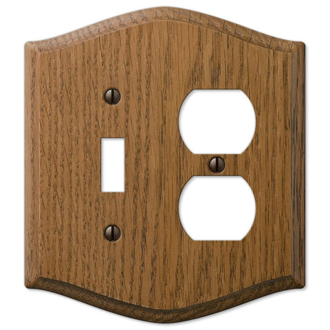 Country Medium Oak Wood - 1 Toggle / 1 Duplex Wallplate - Wallplate Warehouse 701TD 070686576595 1 Toggle / 1 Duplex
