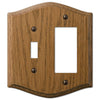 Country Medium Oak Wood - 1 Toggle / 1 Rocker Wallplate - Wallplate Warehouse 701TR 070686576649 1 Toggle / 1 Rocker