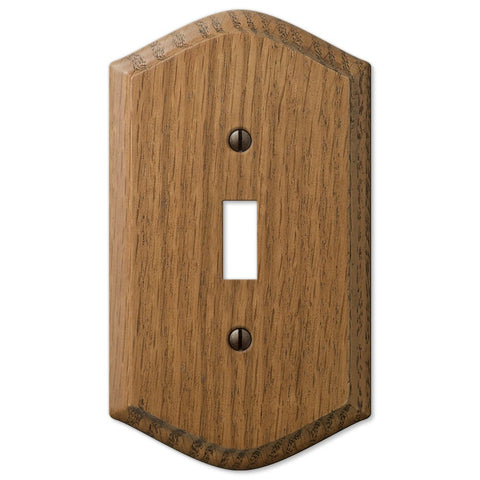 Country Medium Oak Wood - 1 Toggle Wallplate - Wallplate Warehouse 701T 070686576533 1 Toggle