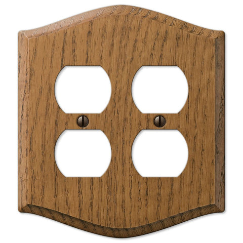 Country Medium Oak Wood - 2 Duplex Wallplate - Wallplate Warehouse 701DD 070686576588 2 Duplex