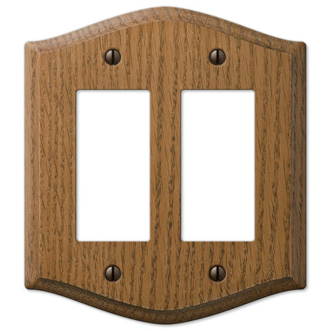 Country Medium Oak Wood - 2 Rocker Wallplate - Wallplate Warehouse 701RR 070686576618 2 Rocker
