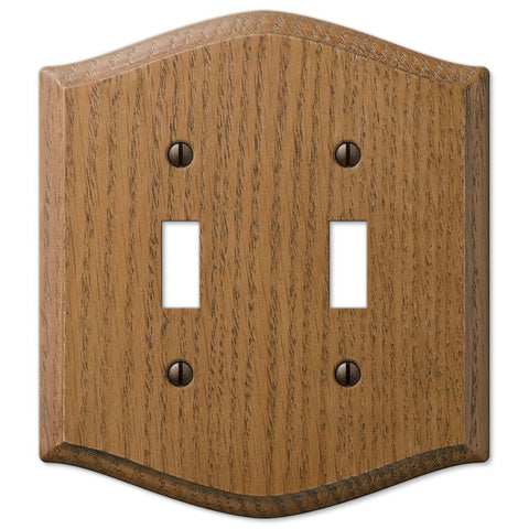 Country Medium Oak Wood - 2 Toggle Wallplate - Wallplate Warehouse 701TT 070686576540 2 Toggle