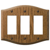 Country Medium Oak Wood - 3 Rocker Wallplate - Wallplate Warehouse 701RRR 070686576625 3 Rocker