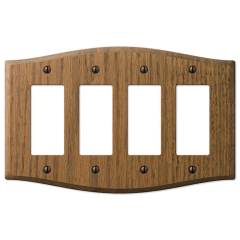 Country Medium Oak Wood - 4 Rocker Wallplate - Wallplate Warehouse 701R4 070686576632 4 Rocker