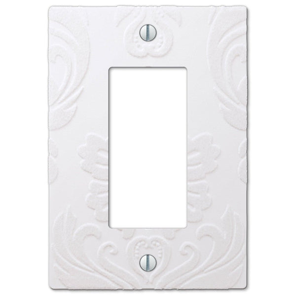Damask White Plastic - 1 Rocker Wallplate - Wallplate Warehouse 40RW 070686565704 1 Rocker