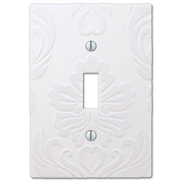 Damask White Plastic - 1 Toggle Wallplate - Wallplate Warehouse 40TW 070686565681 1 Toggle