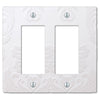Damask White Plastic - 2 Rocker Wallplate - Wallplate Warehouse 40RRW 070686565728 2 Rocker