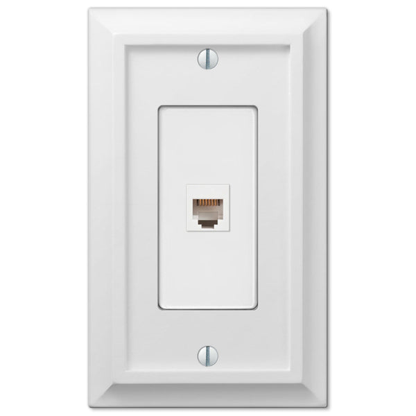Deerfield White Wood - 1 Phone Jack Wallplate - Wallplate Warehouse 2040PHW 070686586334 Phone Jacks