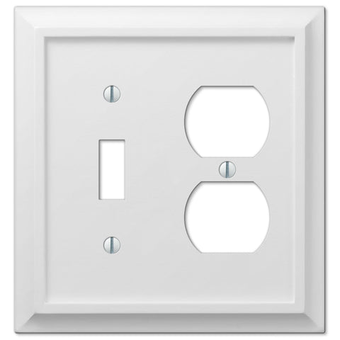 Deerfield White Wood - 1 Toggle / 1 Duplex Wallplate - Wallplate Warehouse 2040TDW 070686586259 1 Toggle / 1 Duplex