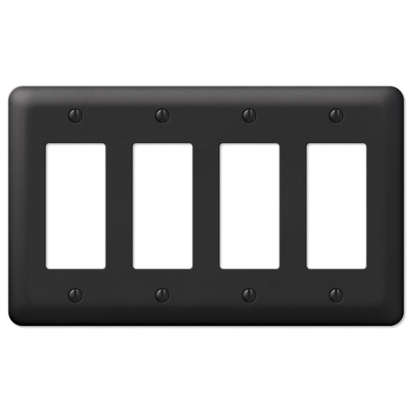 Devon Black Steel - 4 Rocker Wallplate - Wallplate Warehouse 935R4BK 070686576465 4 Rocker