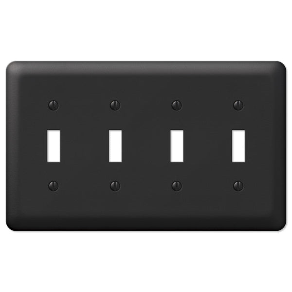 Devon Black Steel - 4 Toggle Wallplate - Wallplate Warehouse 935T4BK 070686576397 4 Toggle