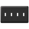 Devon Black Steel - 4 Toggle Wallplate - Wallplate Warehouse 935T4BK 070686576397 4 Toggle