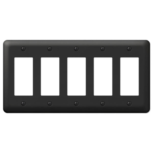 Devon Black Steel - 5 Rocker Wallplate - Wallplate Warehouse 935R5BK 070686576472 5 Rocker