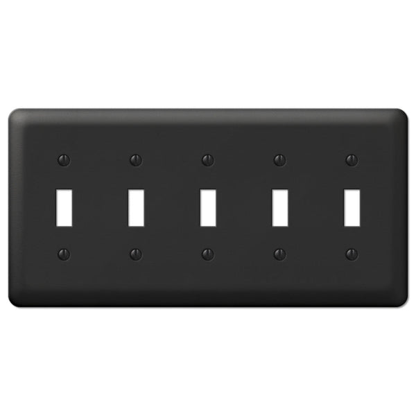 Devon Black Steel - 5 Toggle Wallplate - Wallplate Warehouse 935T5BK 070686576403 5 Toggle