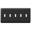 Devon Black Steel - 5 Toggle Wallplate - Wallplate Warehouse 935T5BK 070686576403 5 Toggle