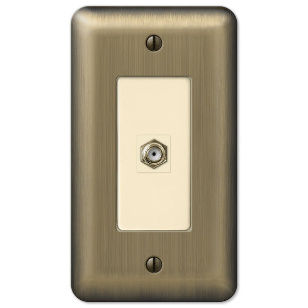 Devon Brushed Brass Steel - 1 Cable Jack Wallplate - Wallplate Warehouse 154CX 070686580271 Cable Jacks