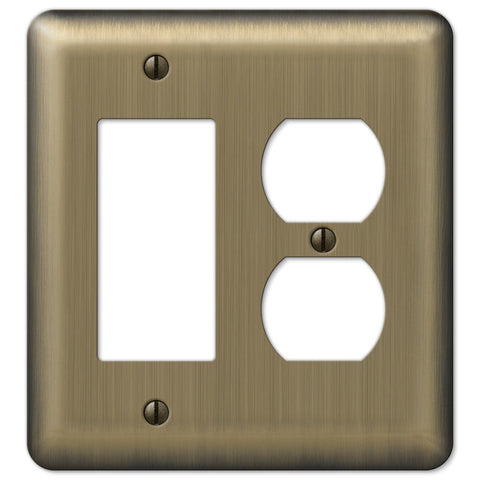 Devon Brushed Brass Steel - 1 Rocker / 1 Duplex Wallplate - Wallplate Warehouse 154RD 070686577103 1 Rocker / 1 Duplex