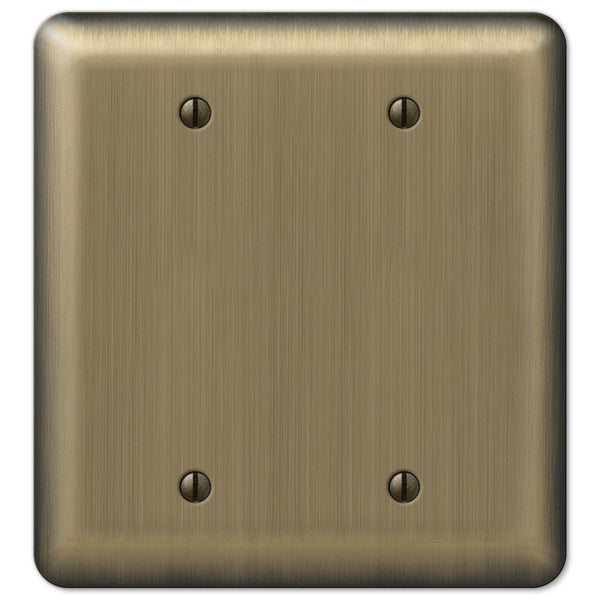 Devon Brushed Brass Steel - 2 Blank Wallplate - Wallplate Warehouse 154BB 070686577127 2 Blank
