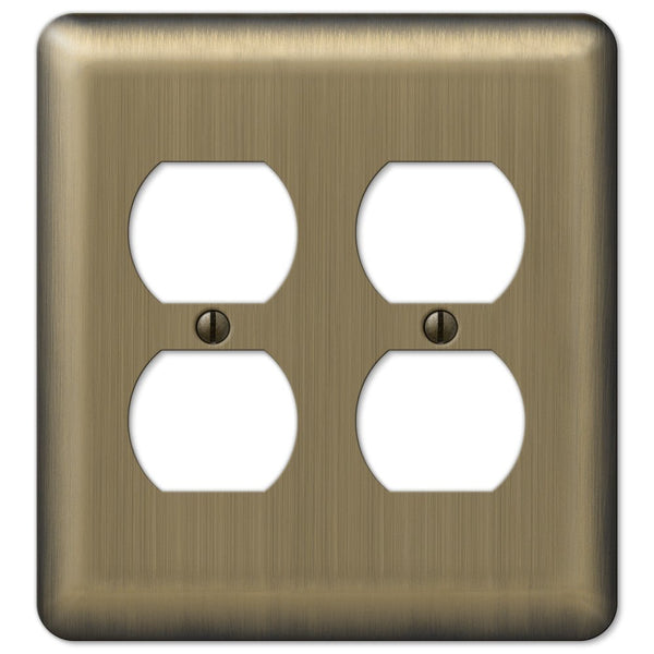 Devon Brushed Brass Steel - 2 Duplex Wallplate - Wallplate Warehouse 154DD 070686555224 2 Duplex