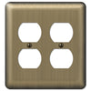 Devon Brushed Brass Steel - 2 Duplex Wallplate - Wallplate Warehouse 154DD 070686555224 2 Duplex