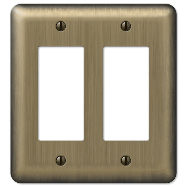 Devon Brushed Brass Steel - 2 Rocker Wallplate - Wallplate Warehouse 154RR 070686555231 2 Rocker