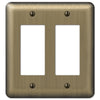 Devon Brushed Brass Steel - 2 Rocker Wallplate - Wallplate Warehouse 154RR 070686555231 2 Rocker