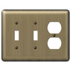 Devon Brushed Brass Steel - 2 Toggle / 1 Duplex Wallplate - Wallplate Warehouse 154TTD 070686577066 2 Toggle / 1 Duplex