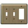 Devon Brushed Brass Steel - 2 Toggle / 1 Rocker Wallplate - Wallplate Warehouse 154TTR 070686577097 2 Toggle / 1 Rocker