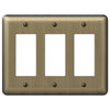 Devon Brushed Brass Steel - 3 Rocker Wallplate - Wallplate Warehouse 154RRR 070686555248 3 Rocker