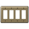 Devon Brushed Brass Steel - 4 Rocker Wallplate - Wallplate Warehouse 154R4 070686555262 4 Rocker