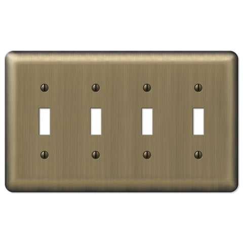 Devon Brushed Brass Steel - 4 Toggle Wallplate - Wallplate Warehouse 154T4 070686555255 4 Toggle
