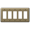 Devon Brushed Brass Steel - 5 Rocker Wallplate - Wallplate Warehouse 154R5 070686577073 5 Rocker