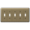 Devon Brushed Brass Steel - 5 Toggle Wallplate - Wallplate Warehouse 154T5 070686577059 5 Toggle