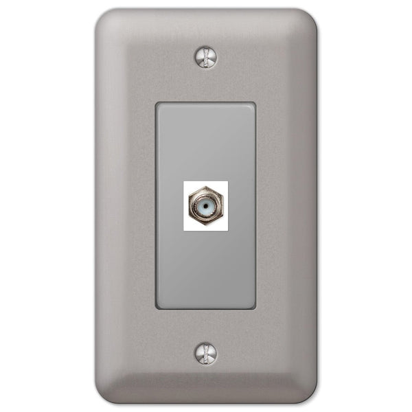 Devon Brushed Nickel Steel - 1 Cable Jack Wallplate - Wallplate Warehouse 2CXPW 070686580677 Cable Jacks