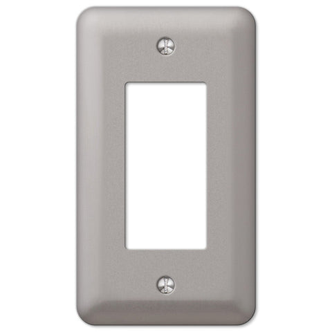 Devon Brushed Nickel Steel - 1 Rocker Wallplate - Wallplate Warehouse 2RPW 070686177426 1 Rocker